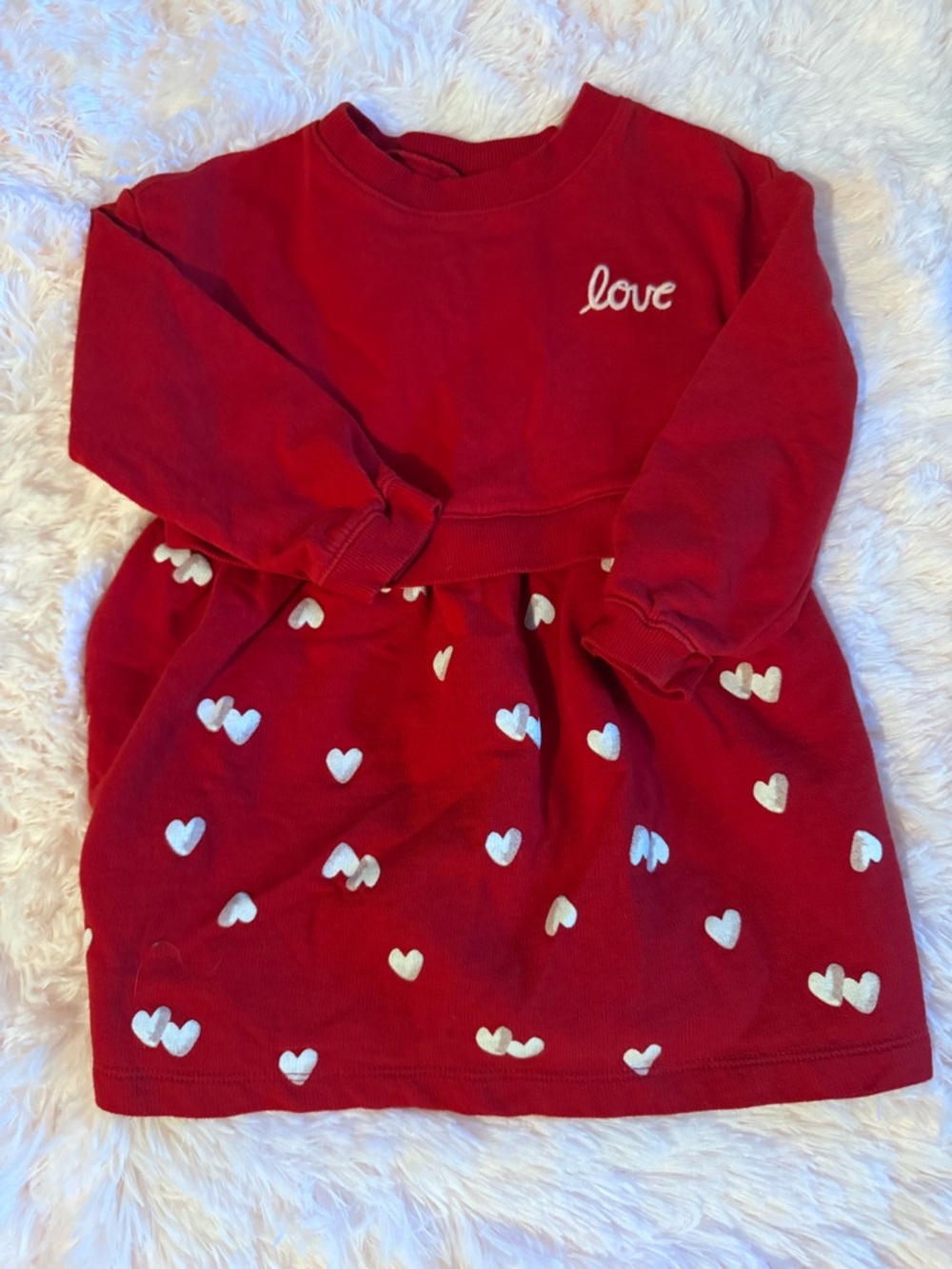 Carter's Red Dress with White Hearts - "Love" Detail Girls 3T